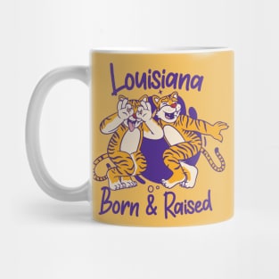 Louisiana Born & Raised // Funny Tiger Griddy Dance // Louisiana Kid // Louisiana Native Mug